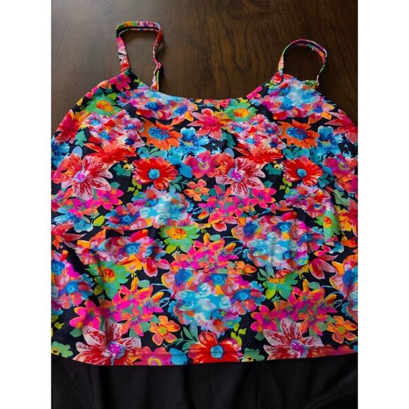 Island Pearls Island World Plus Size Women's Swimsuit Solid Floral Design Three - Picture 7 of 12